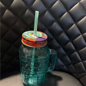 The Pioneer Woman Teal Mason Jar with Floral Lid
